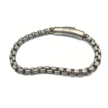 Simple design men bracelet jewelry stainless steel round box link chain bracelet